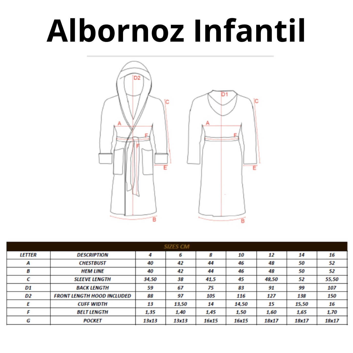 KIDS PARKER - Albornoz Infantil Algodón - Terciopelo- 100% Algodón OEKO-TEX® - Bata de Baño 2 Bolsillos, Cinturón y Capucha