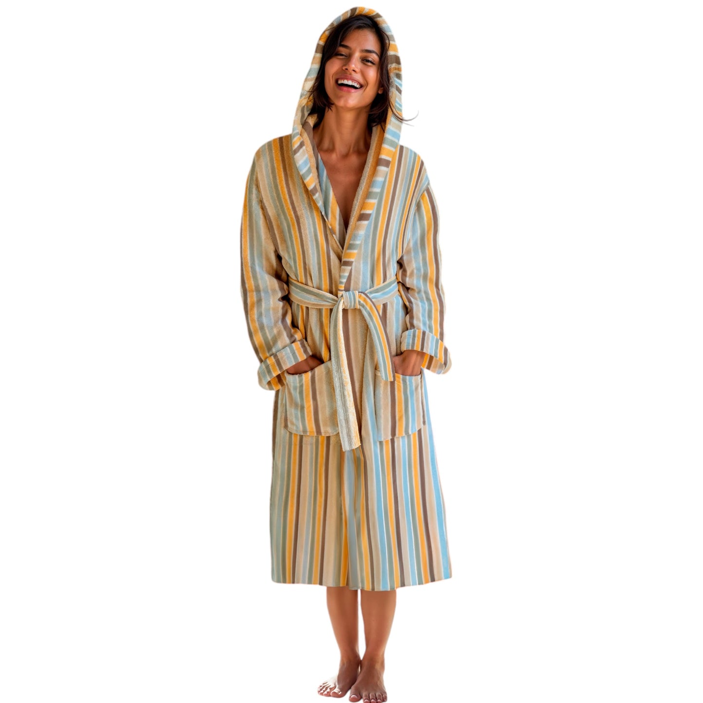 HENRY - Albornoz Terciopelo 100% Algodón 420 gsm OEKO-TEX® - Doble uso: Bata de Casa y Baño. Diseño exclusivo y funcional: 2 Bolsillos, Cinturón y Capucha