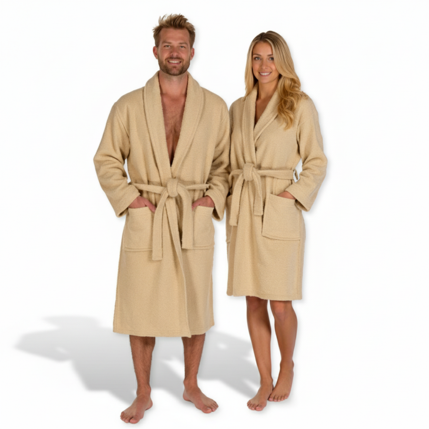BOSKIMO Albornoz Unisex sin Capucha 100% Algodón OEKO-TEX – Bata de Baño Hombre Mujer – Rizo Americano 420 gsm – Suave y Absorbente