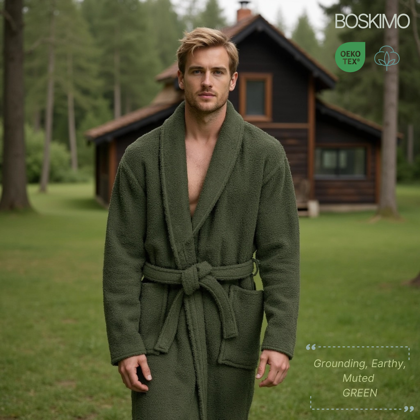 BOSKIMO Albornoz de Baño Unisex 100% Algodón OEKO-TEX – Bata para Hombre y Mujer – Rizo Americano 420 gsm – Suave y muy Absorbente
