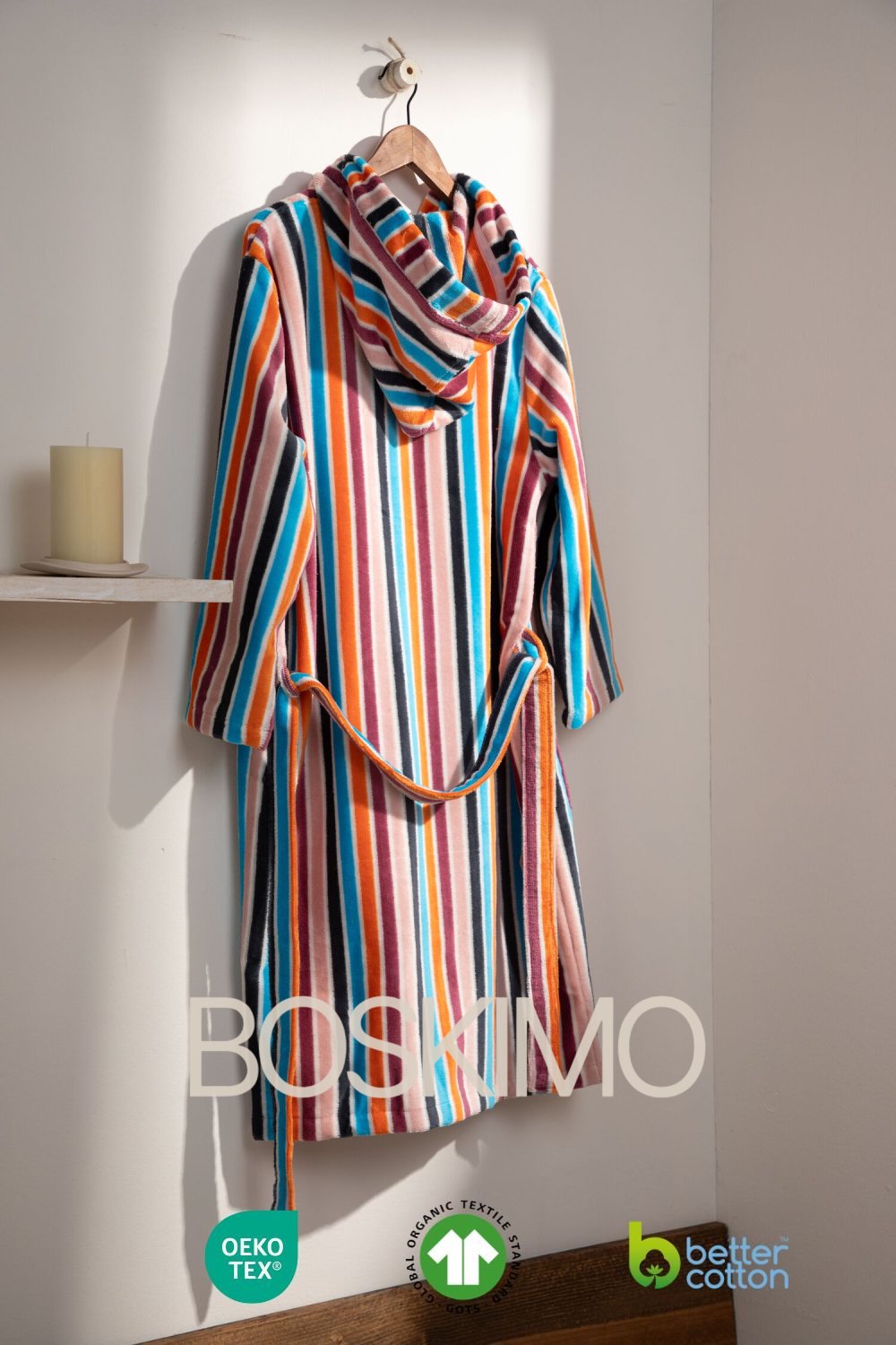 POLIANA - Albornoz Terciopelo 100% Algodón 420 gsm OEKO-TEX® - Doble uso: Bata de Casa y Baño. Diseño exclusivo y funcional: 2 Bolsillos, Cinturón y Capucha