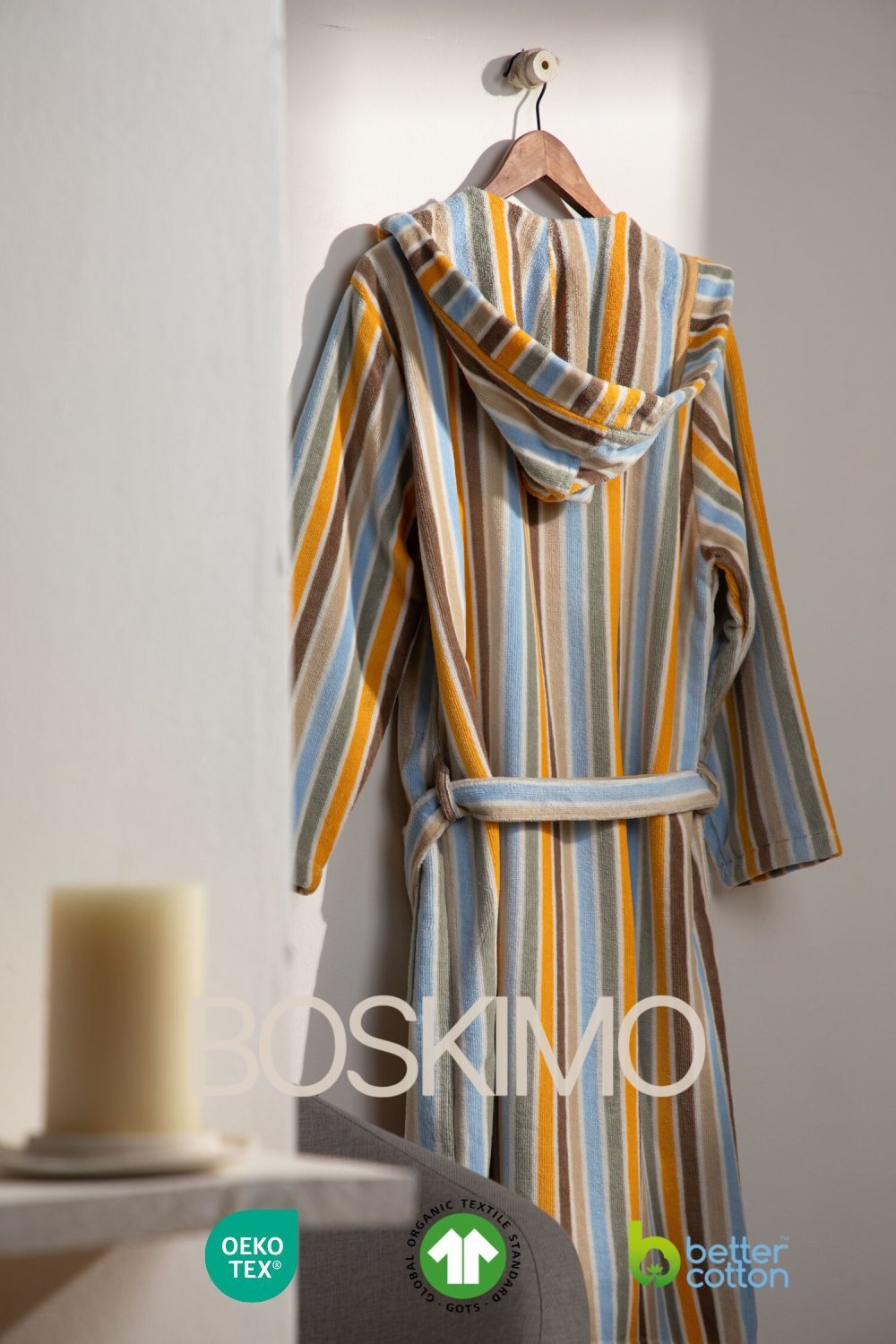 HENRY - Albornoz Terciopelo 100% Algodón 420 gsm OEKO-TEX® - Doble uso: Bata de Casa y Baño. Diseño exclusivo y funcional: 2 Bolsillos, Cinturón y Capucha