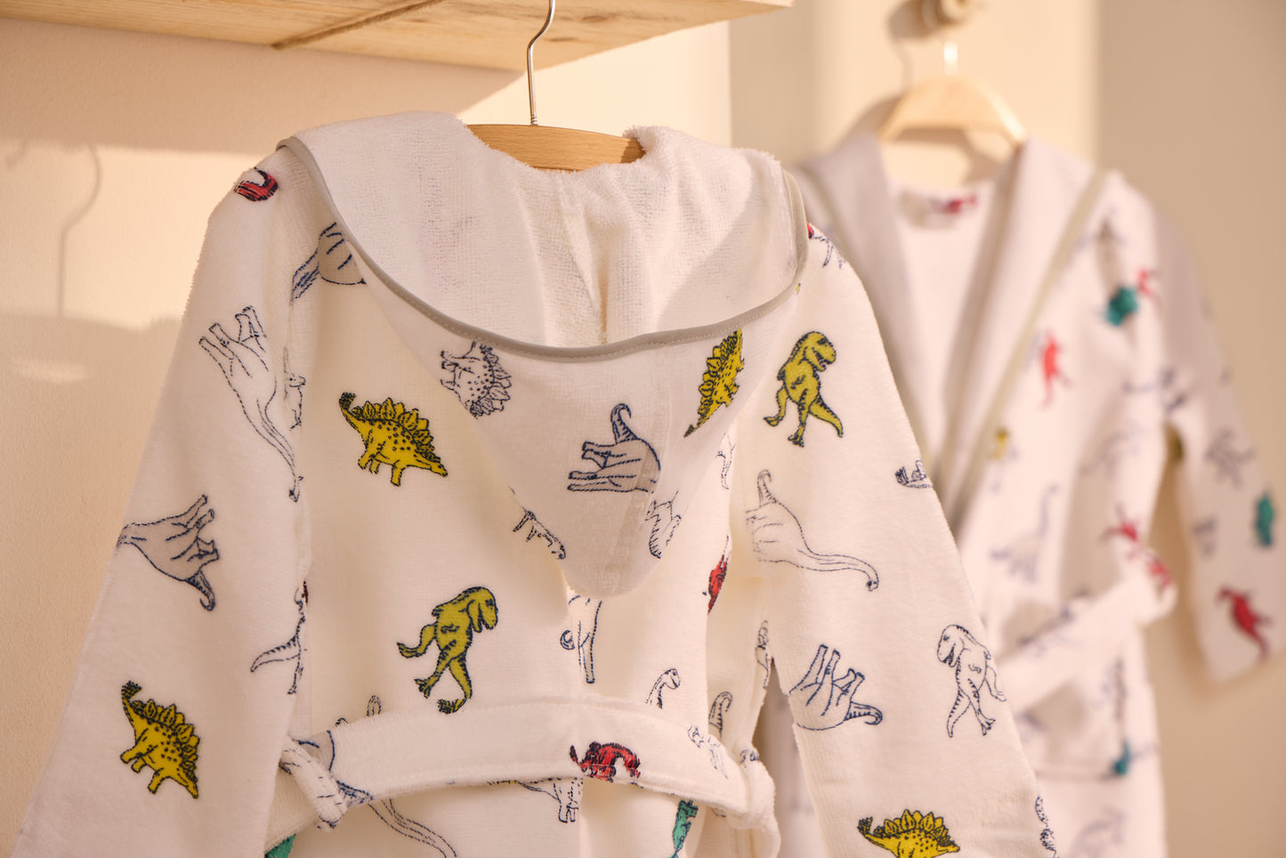 KIDS REX - Albornoz Niños adolescentes Algodón: Niño, Infantil - 100% Algodón OEKO-TEX - 2 Bolsillos, Cinturón, Capucha, Albornoces Felpa muy suave con bordados para niños