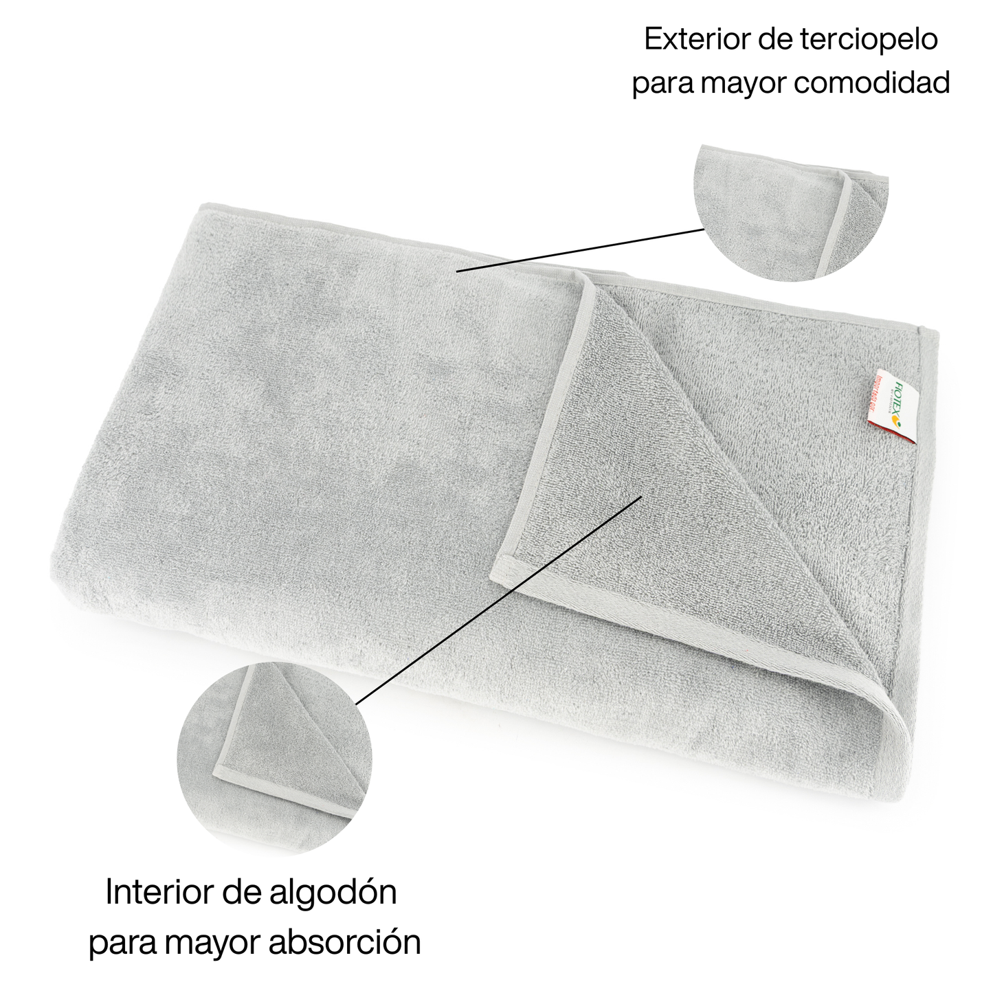 BOSKIMO Toalla de Playa Popa Gris Grande 90x170 cm – 100 % Algodón Rizo de Alta Calidad – Suave, Absorbente y de Secado Rápido – Fabricada en Portugal – Estilo Premium en Colores Vivos – Ideal para Playa y Piscina