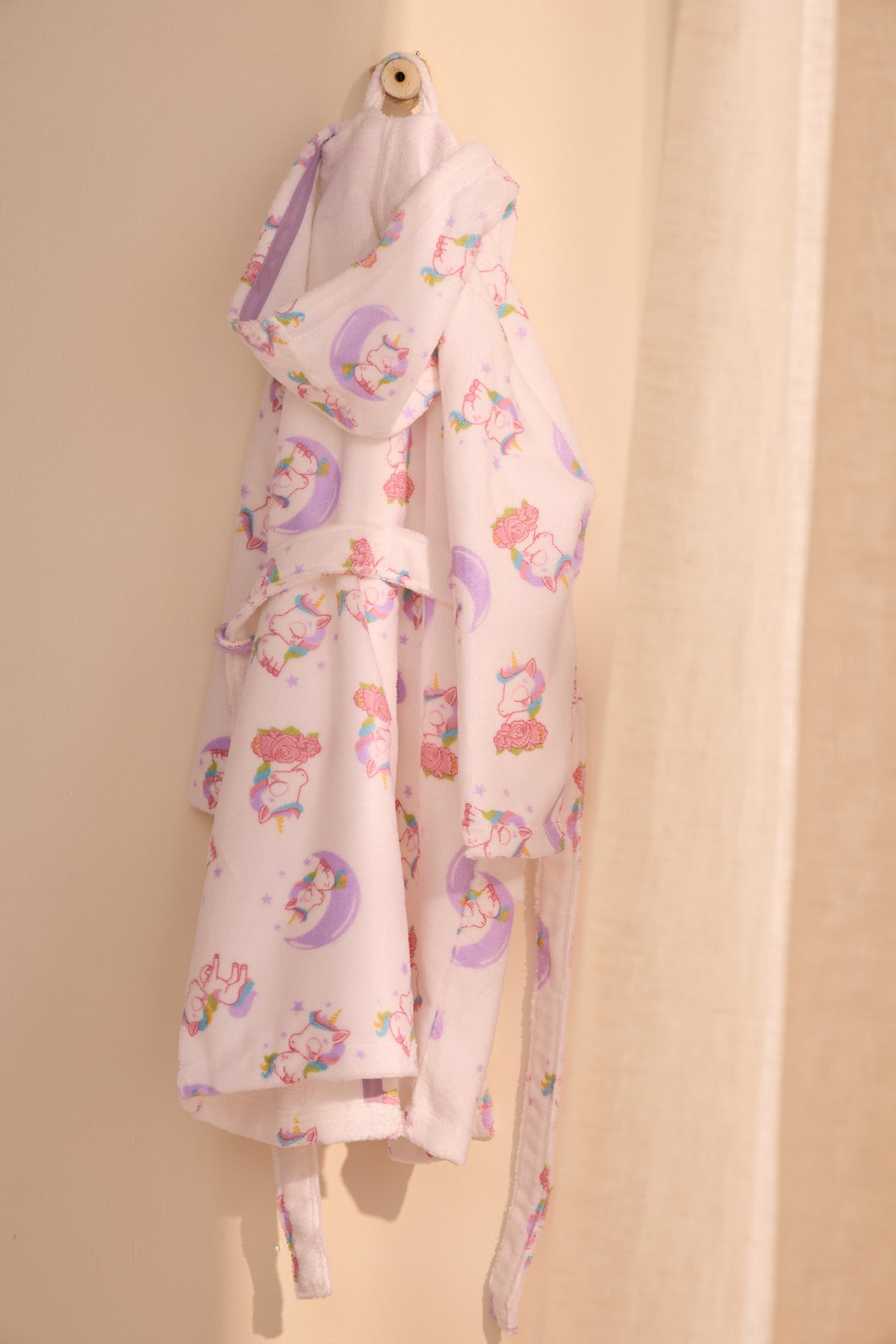 KIDS UNICORNIO - Albornoz Niños adolescentes Algodón: Niño, Infantil - 100% Algodón OEKO-TEX - 2 Bolsillos, Cinturón, Capucha, Albornoces Felpa muy suave con bordados para niños