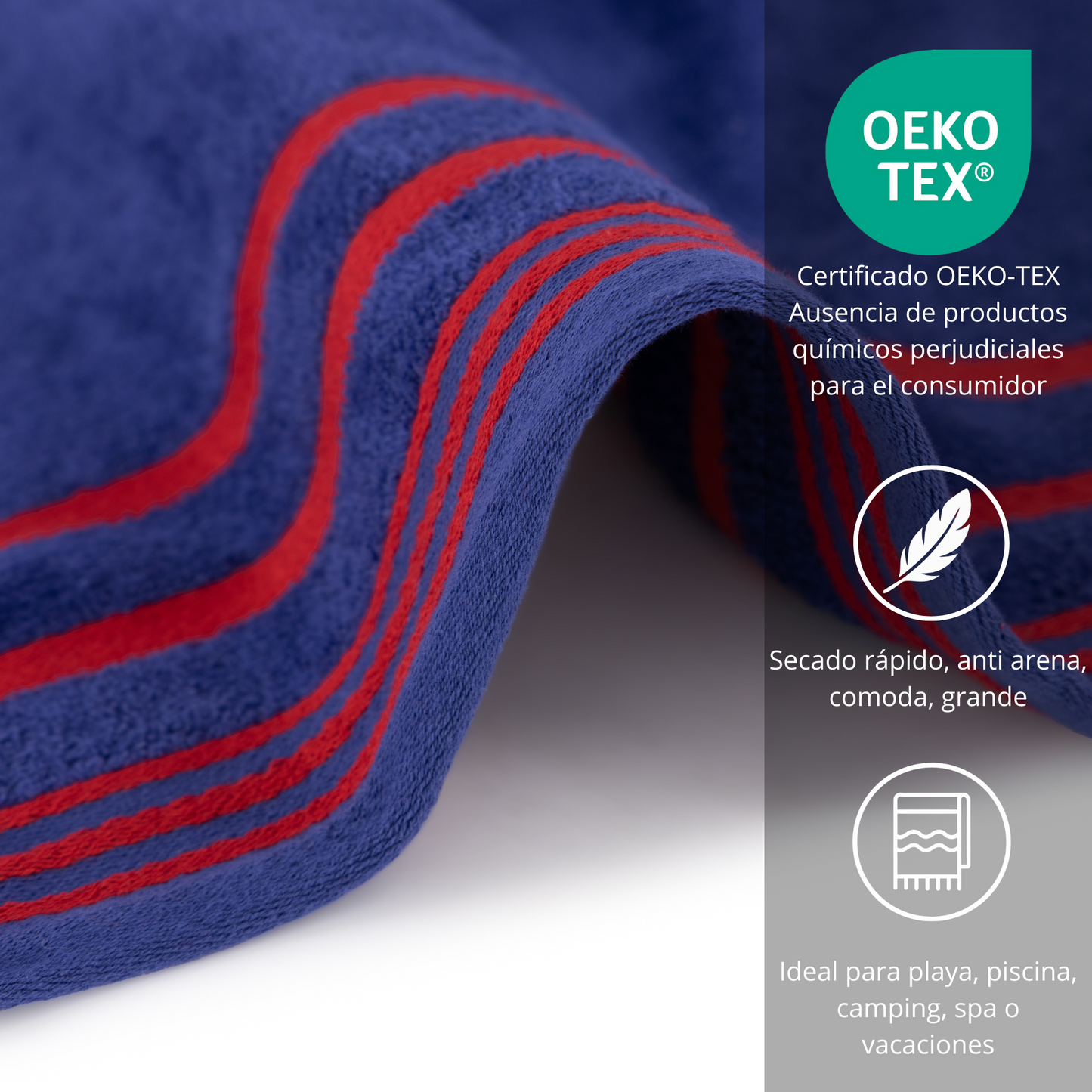 BOSKIMO Toalla de Playa Proa Marino Grande 90x170 cm – 100 % Algodón Rizo de Alta Calidad – Suave, Absorbente y de Secado Rápido – Fabricada en Portugal – Estilo Premium en Colores Vivos – Ideal para Playa y Piscina