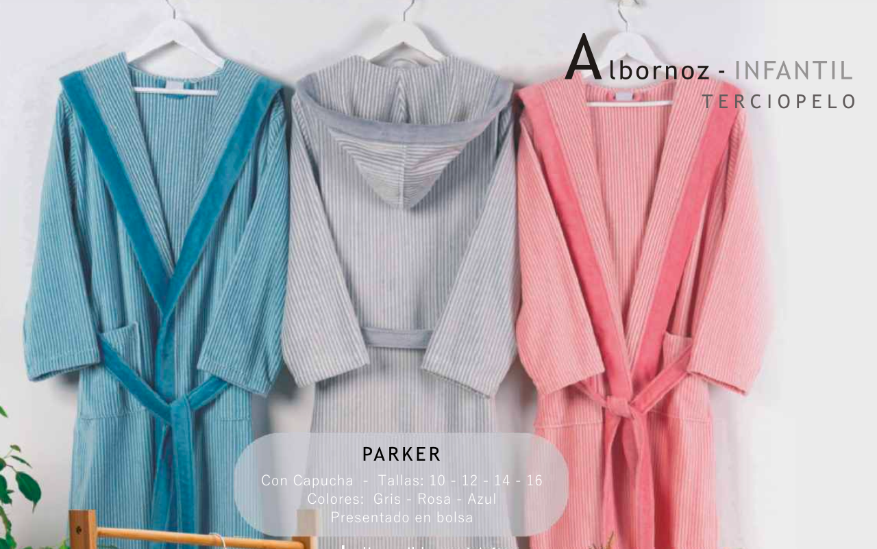 KIDS PARKER - Albornoz Infantil Algodón - Terciopelo- 100% Algodón OEKO-TEX® - Bata de Baño 2 Bolsillos, Cinturón y Capucha