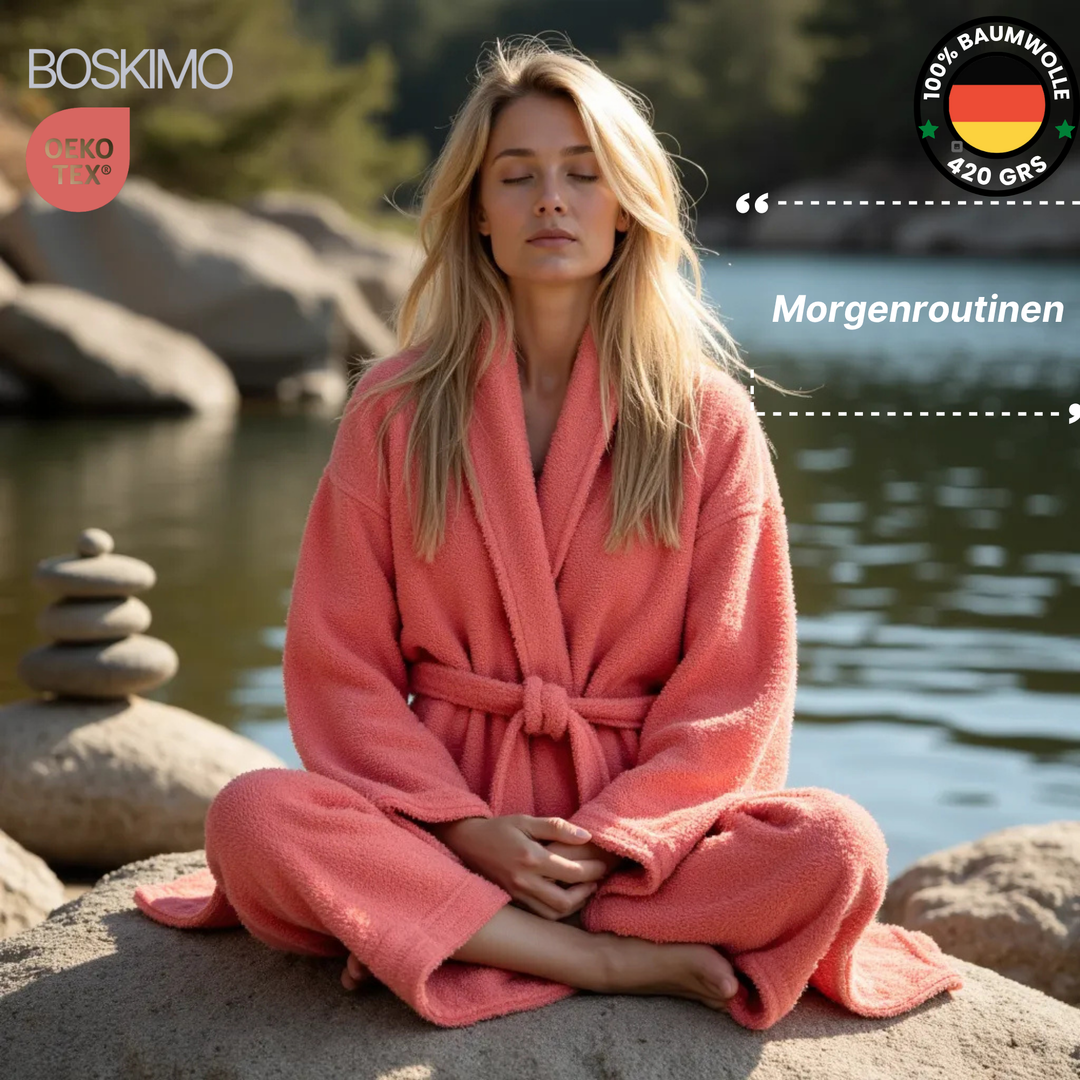BOSKIMO Albornoz de Baño Unisex 100% Algodón OEKO-TEX – Bata para Hombre y Mujer – Rizo Americano 420 gsm – Suave y muy Absorbente