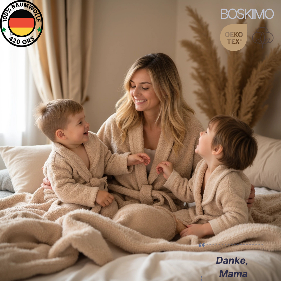 BOSKIMO Albornoz Unisex sin Capucha 100% Algodón OEKO-TEX – Bata de Baño Hombre Mujer – Rizo Americano 420 gsm – Suave y Absorbente