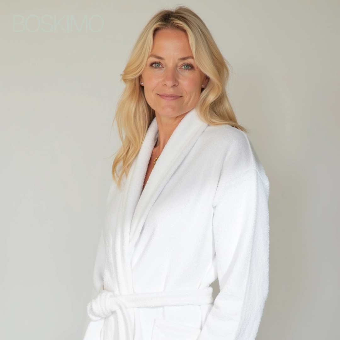 BOSKIMO Albornoz de Baño Unisex 100% Algodón OEKO-TEX – Bata para Hombre y Mujer – Rizo Americano 420 gsm – Suave y muy Absorbente