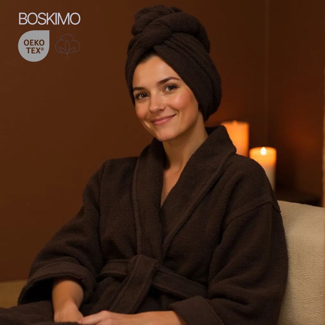 BOSKIMO Albornoz de Baño Unisex 100% Algodón OEKO-TEX – Bata para Hombre y Mujer – Rizo Americano 420 gsm – Suave y muy Absorbente