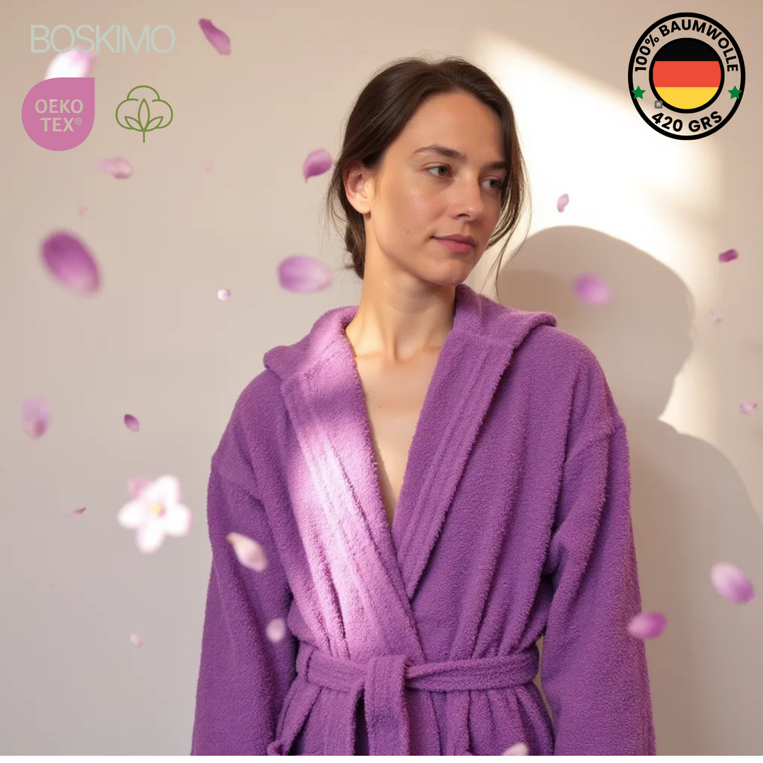 BOSKIMO Albornoz de Baño Unisex 100% Algodón OEKO-TEX – Bata para Hombre y Mujer – Rizo Americano 420 gsm – Suave y muy Absorbente