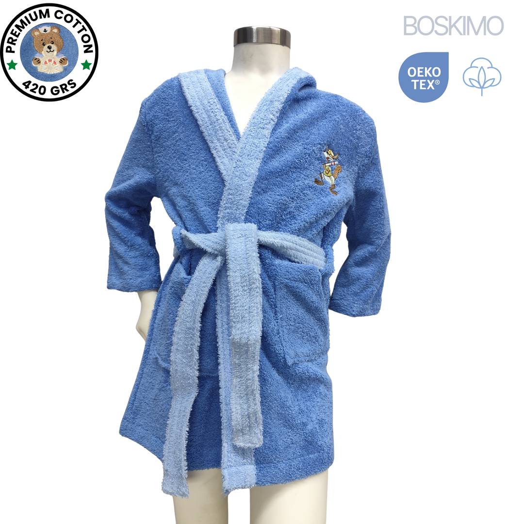 BOSKIMO KIDS Beisbol - Albornoz Niñas adolescentes Algodón: Niña, Infantil - 100% Algodón OEKO-TEX - 2 Bolsillos, Cinturón, Capucha, Albornoces Felpa muy suave con bordados para niñas