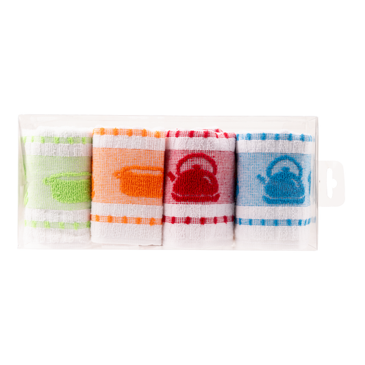 Paños de Cocina de Algodón Rizo REF.1809 | Pack de 4 Trapos 400gr 50x50cm de Cocina Suaves y Absorbentes | Trapos de Cocina 100% Algodón | Resistentes y Lavables | Ideales para Hogar y Cocina
