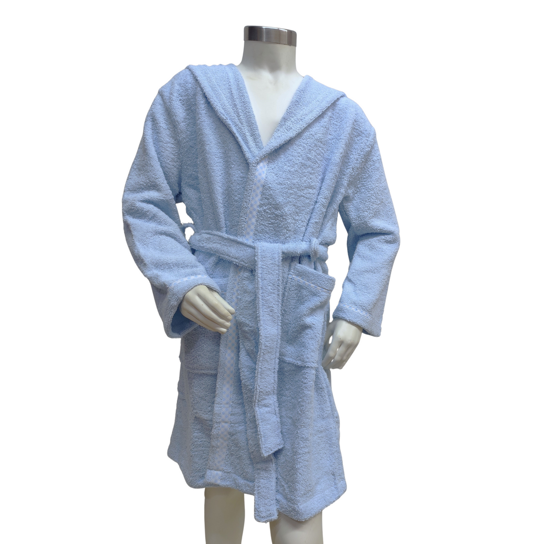 BOSKIMO KIDS BEN - Albornoz Niños adolescentes Algodón: Niño, Infantil - 100% Algodón OEKO-TEX - 2 Bolsillos, Cinturón, Capucha, Albornoces Felpa muy suave con bordados para niños