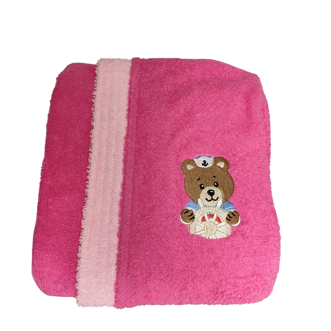 BOSKIMO KIDS BALOO Rosa - Albornoz Niñas adolescentes Algodón: Niña, Infantil - 100% Algodón OEKO-TEX - 2 Bolsillos, Cinturón, Capucha, Albornoces Felpa muy suave con bordados para niñas