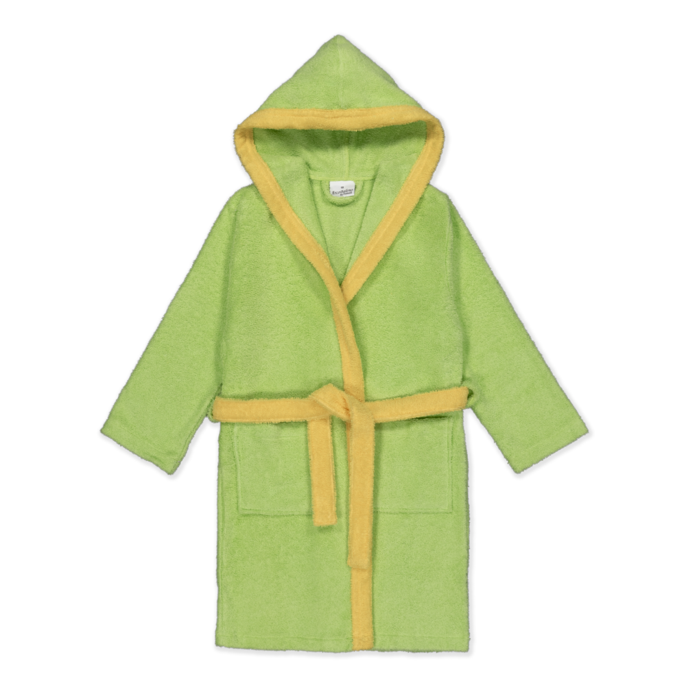 KIDS BASS VERDE - Albornoz Niños adolescentes Algodón: Niño, Infantil - 100% Algodón OEKO-TEX - 2 Bolsillos, Cinturón, Capucha, Albornoces Felpa muy suave con bordados para niños