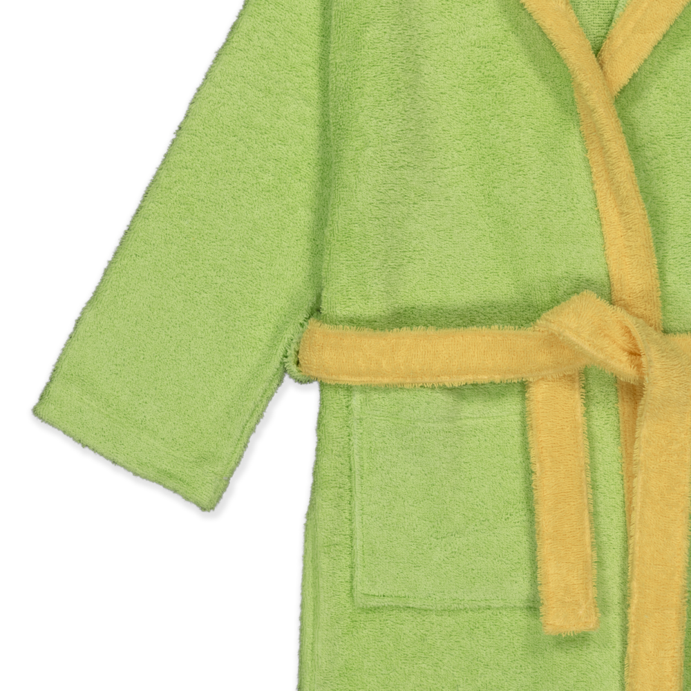 KIDS BASS VERDE - Albornoz Niños adolescentes Algodón: Niño, Infantil - 100% Algodón OEKO-TEX - 2 Bolsillos, Cinturón, Capucha, Albornoces Felpa muy suave con bordados para niños