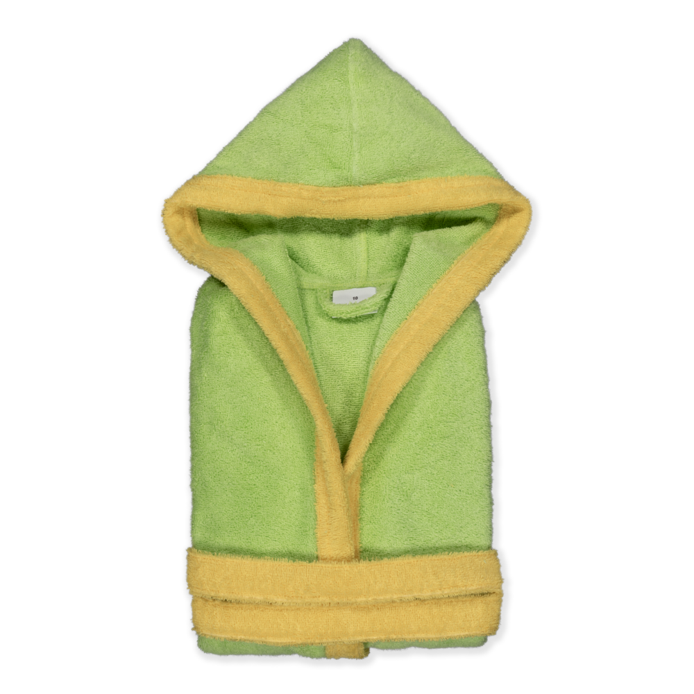 KIDS BASS VERDE - Albornoz Niños adolescentes Algodón: Niño, Infantil - 100% Algodón OEKO-TEX - 2 Bolsillos, Cinturón, Capucha, Albornoces Felpa muy suave con bordados para niños