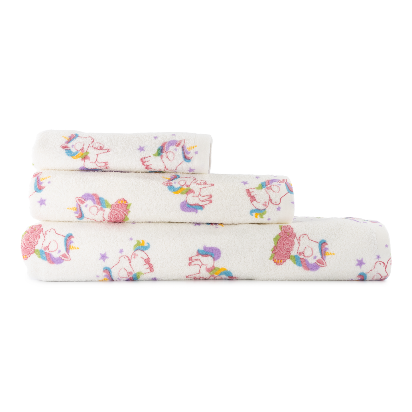 Juego de 2 Toallas Infantiles Unicornio - Ducha Algodón Premium - Toalla de baño grandes, toallas infantiles, mano, bide y ducha - 100% Algodón - 420 g/m2