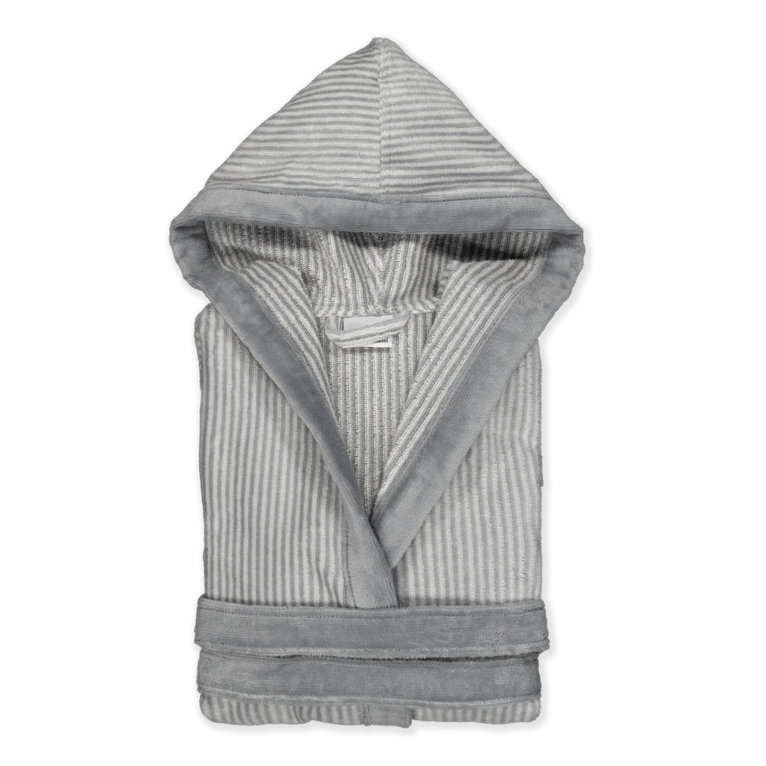 KIDS PARKER GRIS - Albornoz Niños adolescentes Algodón: Niño, Infantil - 100% Algodón OEKO-TEX - 2 Bolsillos, Cinturón, Capucha, Albornoces Felpa muy suave con bordados para niños