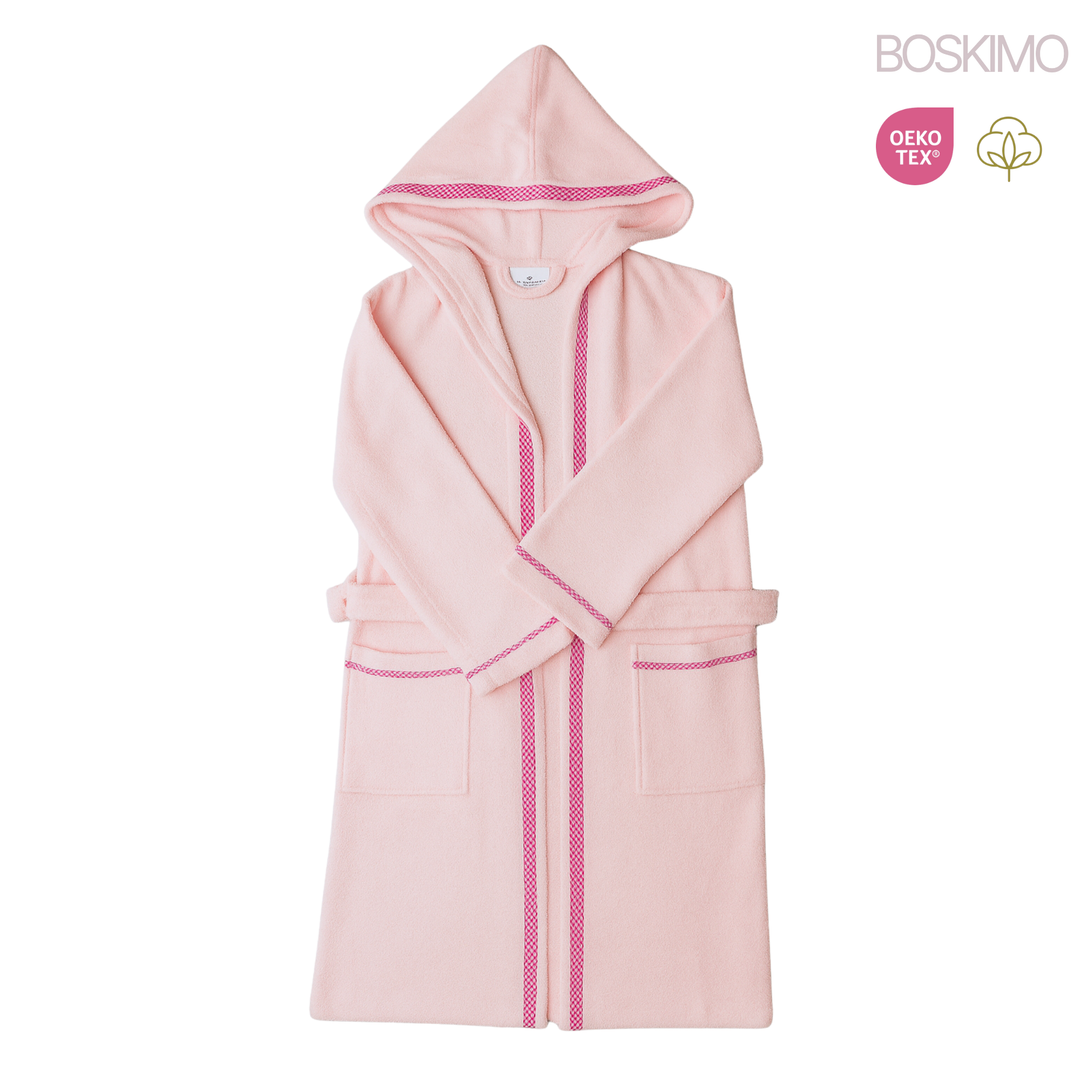 BOSKIMO KIDS BENITA- Albornoz Niñas adolescentes Algodón: Niña, Infantil - 100% Algodón OEKO-TEX - 2 Bolsillos, Cinturón, Capucha, Albornoces Felpa muy suave con bordados para niñas