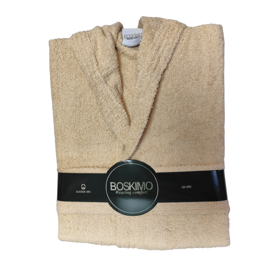 BOSKIMO Albornoz Unisex sin Capucha 100% Algodón OEKO-TEX – Bata de Baño Hombre Mujer – Rizo Americano 420 gsm – Suave y Absorbente