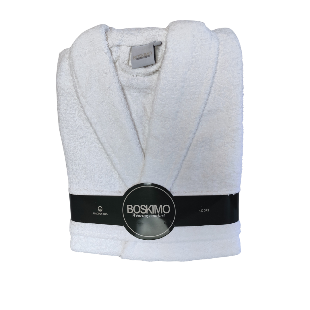 BOSKIMO Albornoz de Baño Unisex 100% Algodón OEKO-TEX – Bata para Hombre y Mujer – Rizo Americano 420 gsm – Suave y muy Absorbente