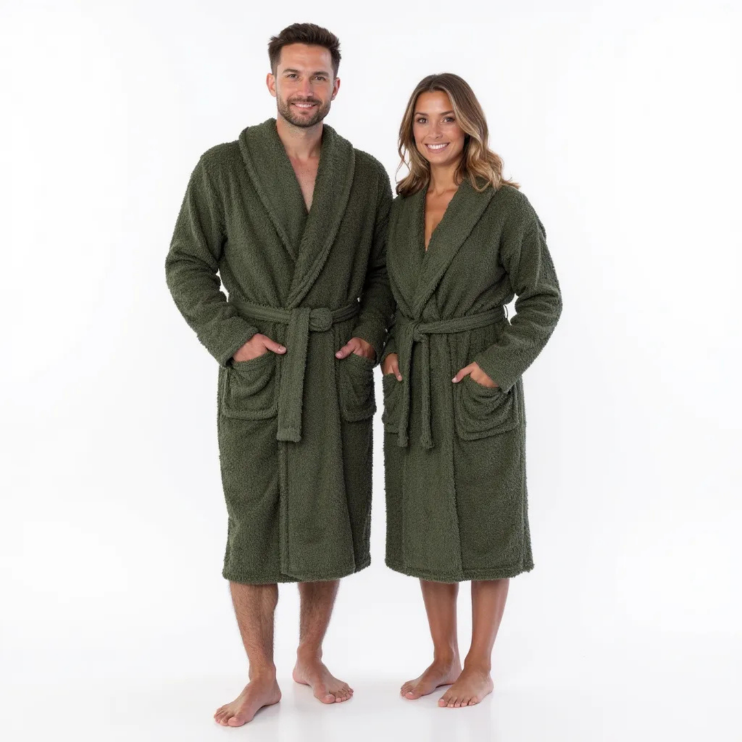 BOSKIMO Albornoz de Baño Unisex 100% Algodón OEKO-TEX – Bata para Hombre y Mujer – Rizo Americano 420 gsm – Suave y muy Absorbente