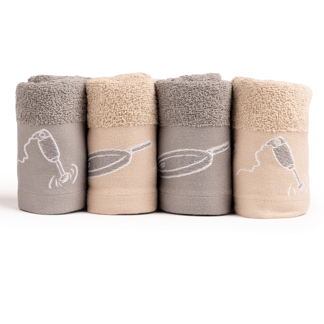 Paños de Cocina de Algodón Rizo REF.4203 | Pack de 4 Trapos 400gr 50x50cm de Cocina Suaves y Absorbentes | Trapos de Cocina 100% Algodón | Resistentes y Lavables | Ideales para Hogar y Cocina