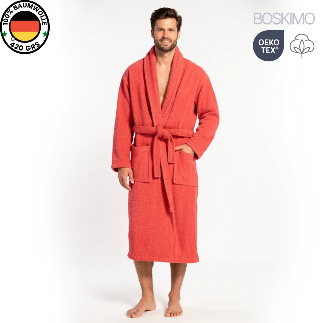 BOSKIMO Albornoz de Baño Unisex 100% Algodón OEKO-TEX – Bata para Hombre y Mujer – Rizo Americano 420 gsm – Suave y muy Absorbente