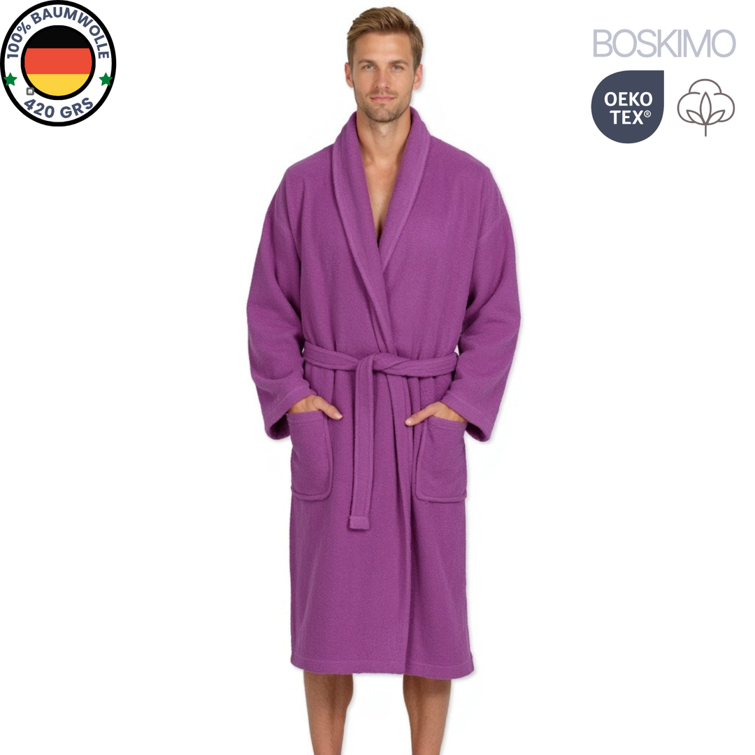 BOSKIMO Albornoz de Baño Unisex 100% Algodón OEKO-TEX – Bata para Hombre y Mujer – Rizo Americano 420 gsm – Suave y muy Absorbente