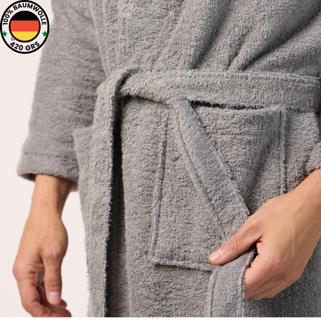 BOSKIMO Albornoz de Baño Unisex 100% Algodón OEKO-TEX – Bata para Hombre y Mujer – Rizo Americano 420 gsm – Suave y muy Absorbente