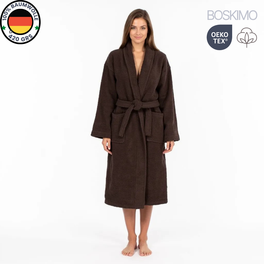 BOSKIMO Albornoz de Baño Unisex 100% Algodón OEKO-TEX – Bata para Hombre y Mujer – Rizo Americano 420 gsm – Suave y muy Absorbente