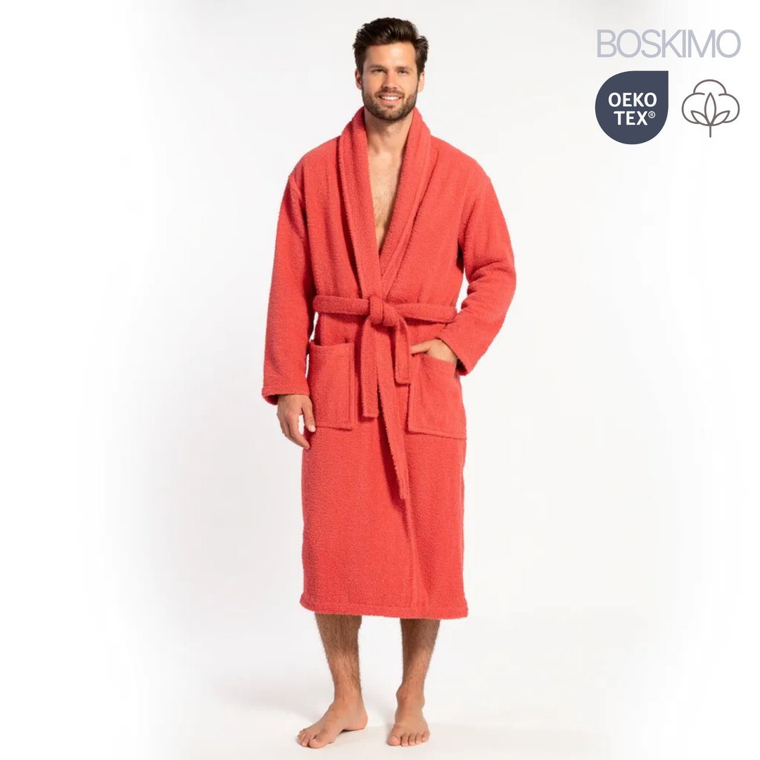 BOSKIMO Albornoz de Baño Unisex 100% Algodón OEKO-TEX – Bata para Hombre y Mujer – Rizo Americano 420 gsm – Suave y muy Absorbente