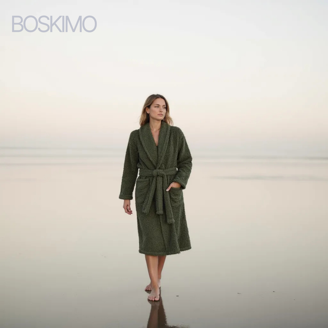BOSKIMO Albornoz de Baño Unisex 100% Algodón OEKO-TEX – Bata para Hombre y Mujer – Rizo Americano 420 gsm – Suave y muy Absorbente