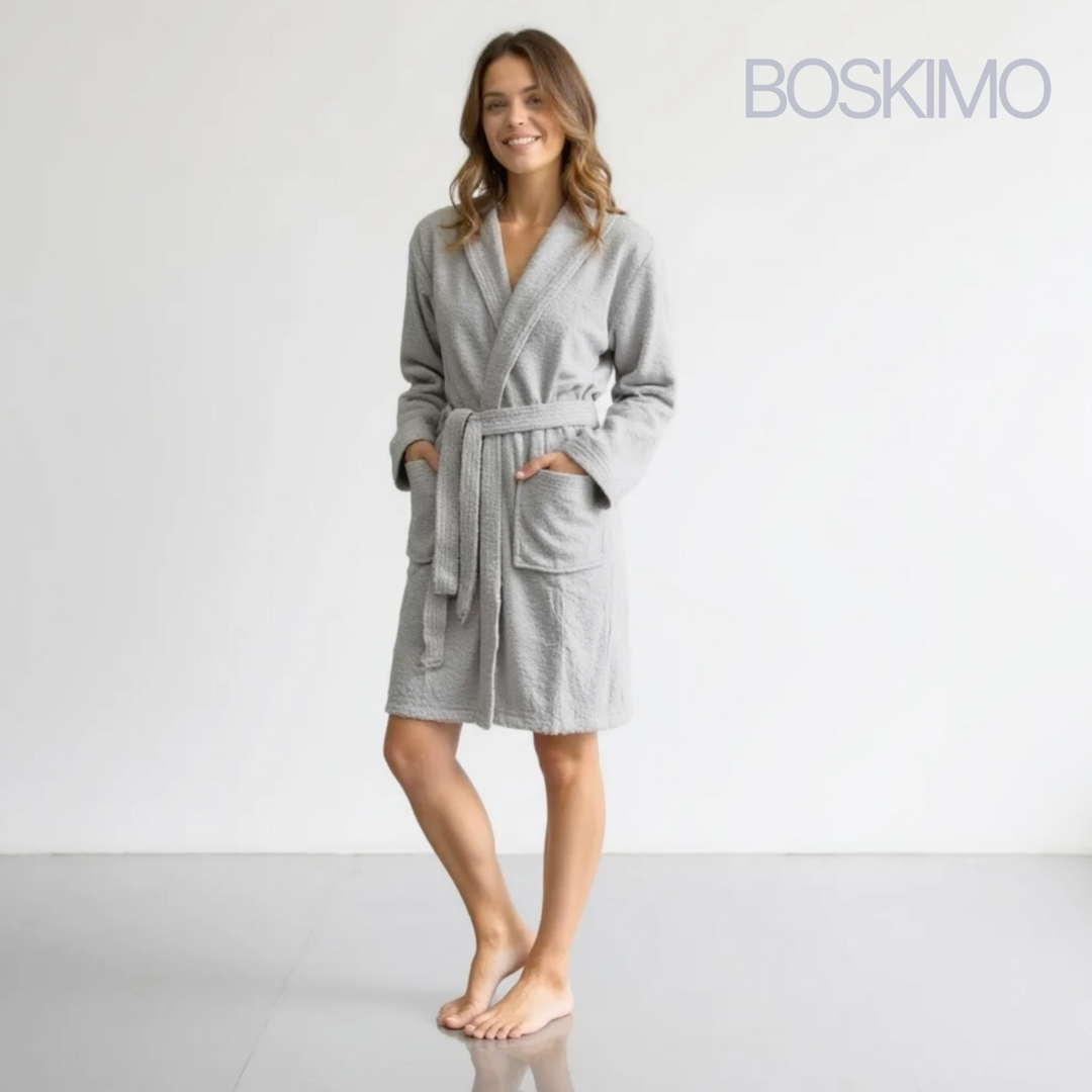 BOSKIMO Albornoz de Baño Unisex 100% Algodón OEKO-TEX – Bata para Hombre y Mujer – Rizo Americano 420 gsm – Suave y muy Absorbente