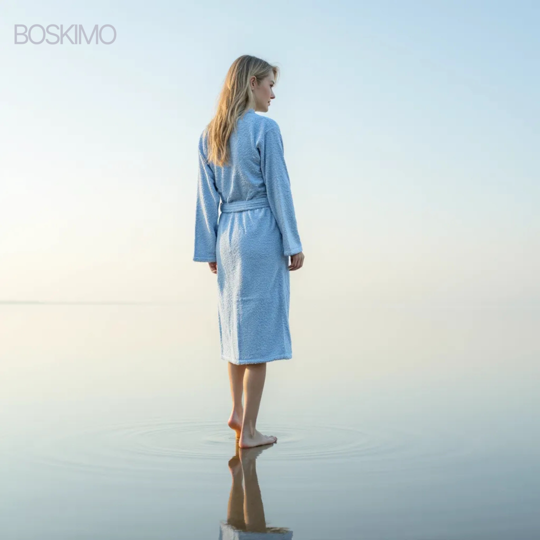 BOSKIMO Albornoz de Baño Unisex 100% Algodón OEKO-TEX – Bata para Hombre y Mujer – Rizo Americano 420 gsm – Suave y muy Absorbente