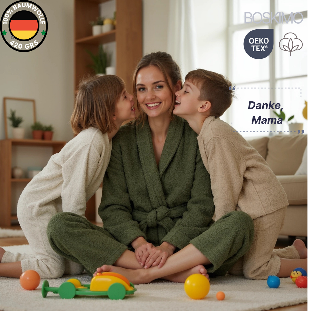 BOSKIMO Albornoz de Baño Unisex 100% Algodón OEKO-TEX – Bata para Hombre y Mujer – Rizo Americano 420 gsm – Suave y muy Absorbente