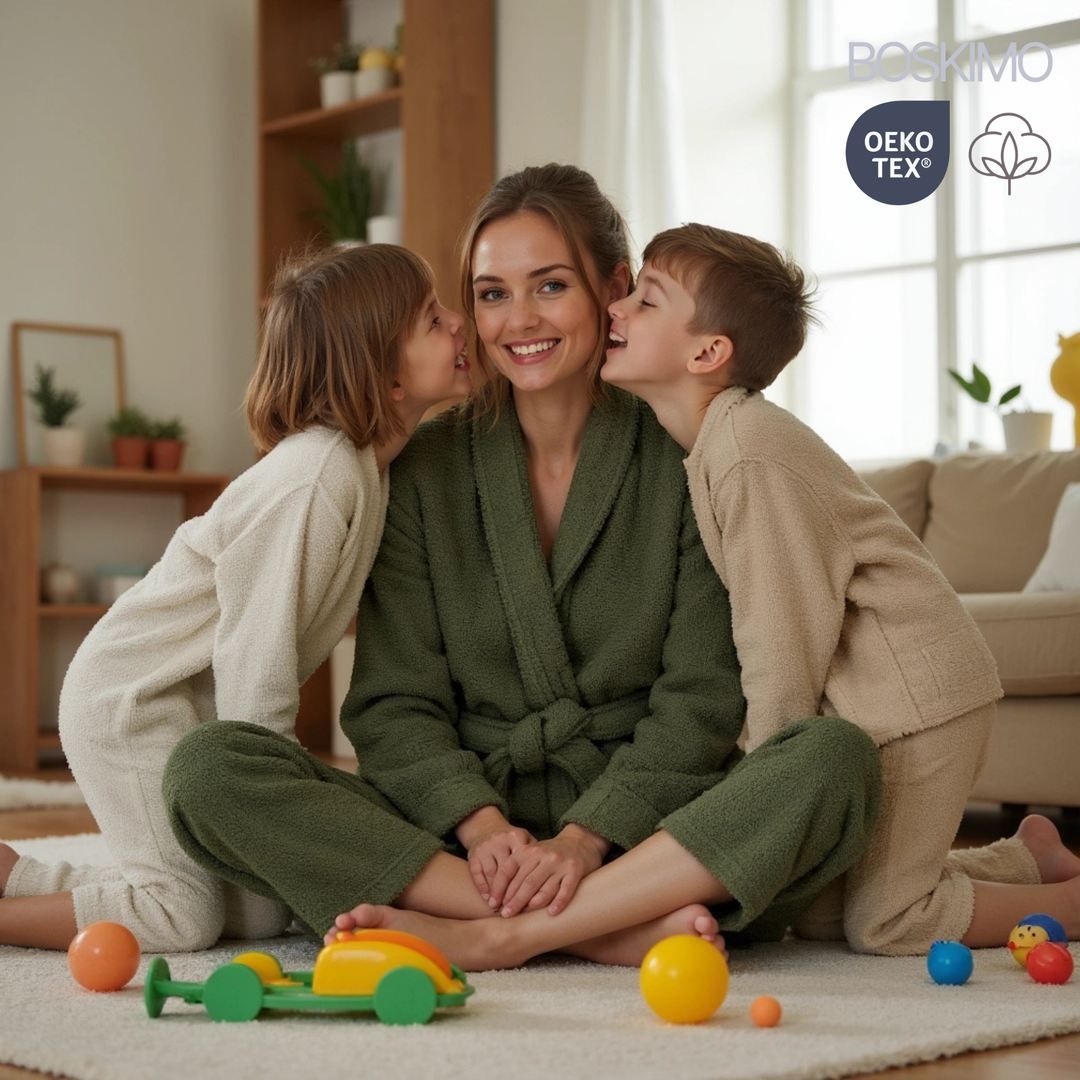 BOSKIMO Albornoz de Baño Unisex 100% Algodón OEKO-TEX – Bata para Hombre y Mujer – Rizo Americano 420 gsm – Suave y muy Absorbente