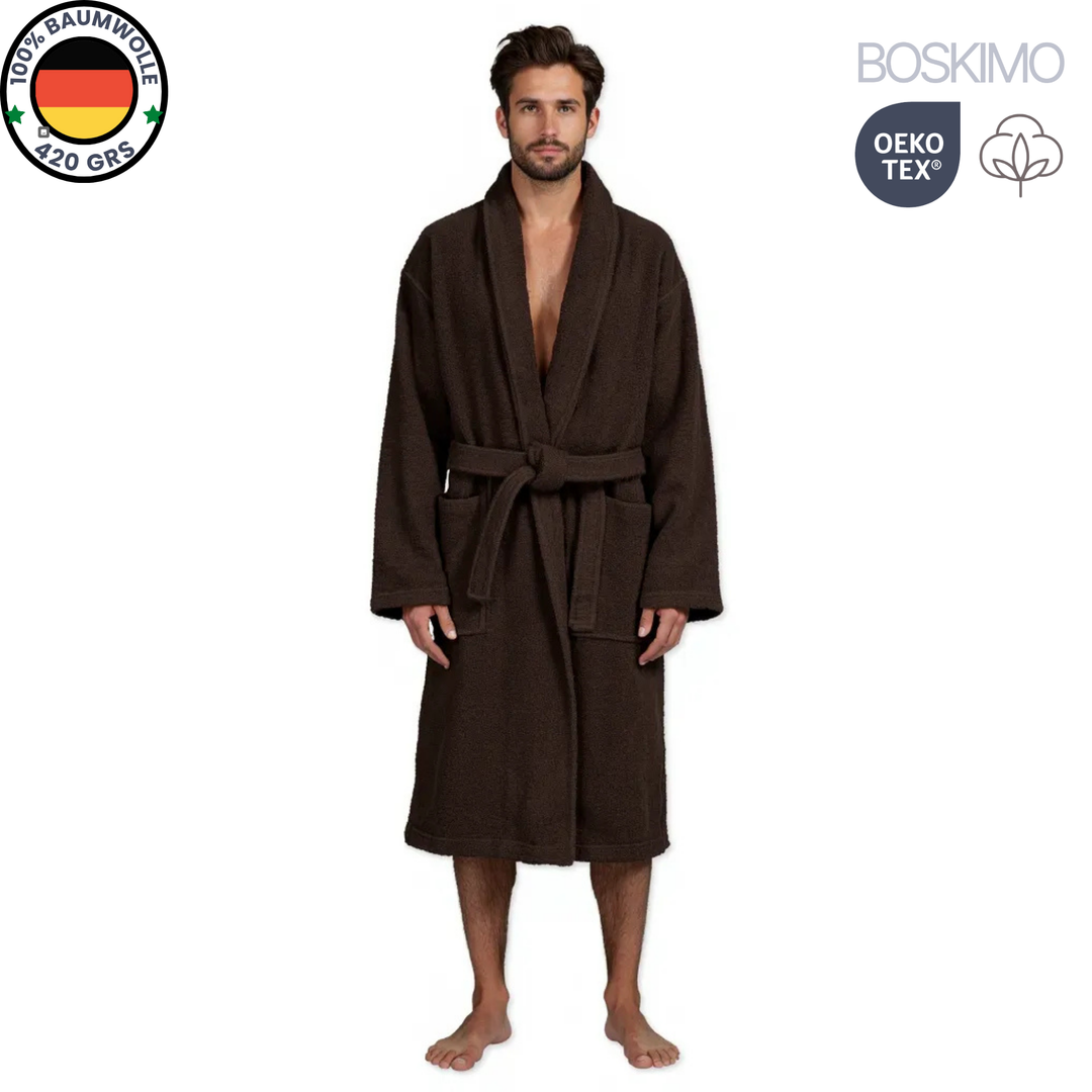 BOSKIMO Albornoz de Baño Unisex 100% Algodón OEKO-TEX – Bata para Hombre y Mujer – Rizo Americano 420 gsm – Suave y muy Absorbente