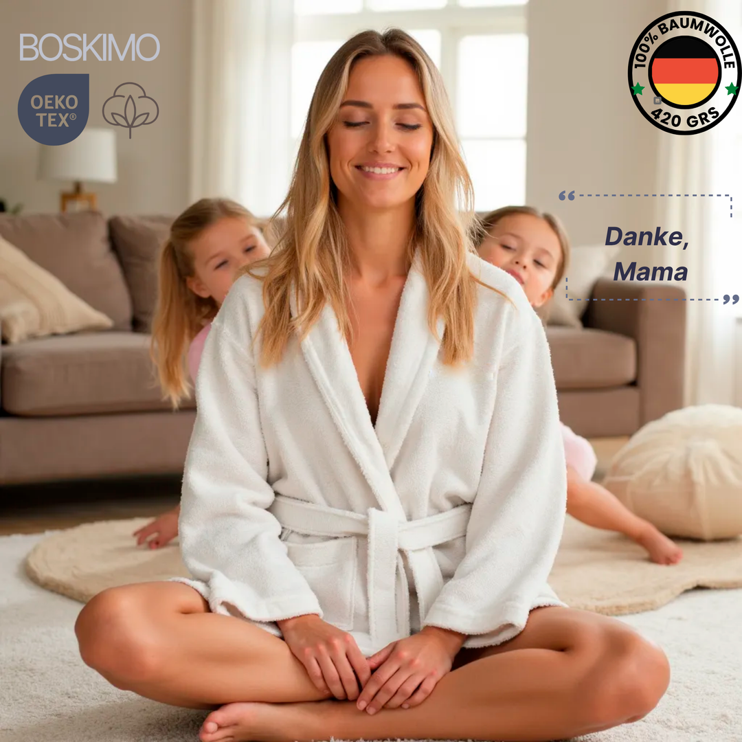 BOSKIMO Albornoz de Baño Unisex 100% Algodón OEKO-TEX – Bata para Hombre y Mujer – Rizo Americano 420 gsm – Suave y muy Absorbente