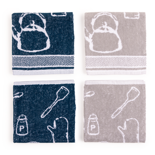 Paños de Cocina de Algodón Rizo REF.8424 | Pack de 4 Trapos 400gr 50x50cm de Cocina Suaves y Absorbentes | Trapos de Cocina 100% Algodón | Resistentes y Lavables | Ideales para Hogar y Cocina