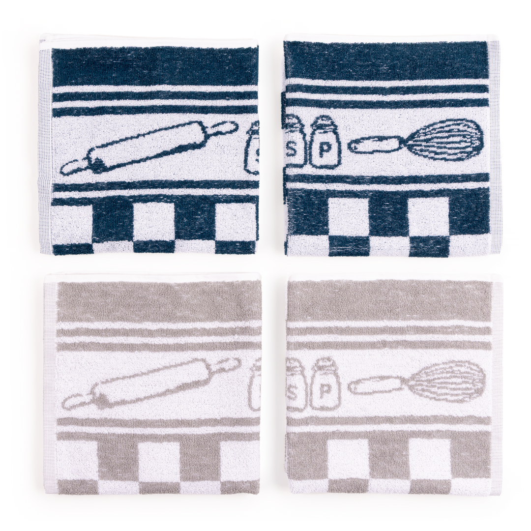 Paños de Cocina de Algodón Rizo REF.8425 | Pack de 4 Trapos 400gr 50x50cm de Cocina Suaves y Absorbentes | Trapos de Cocina 100% Algodón | Resistentes y Lavables | Ideales para Hogar y Cocina