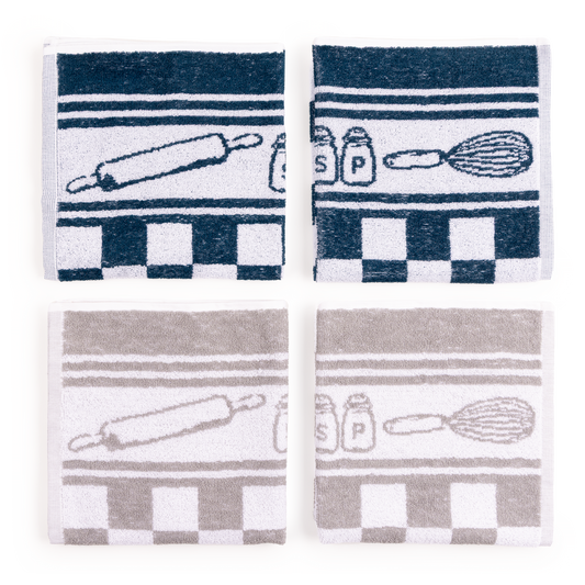 Paños de Cocina de Algodón Rizo REF.8425 | Pack de 4 Trapos 400gr 50x50cm de Cocina Suaves y Absorbentes | Trapos de Cocina 100% Algodón | Resistentes y Lavables | Ideales para Hogar y Cocina