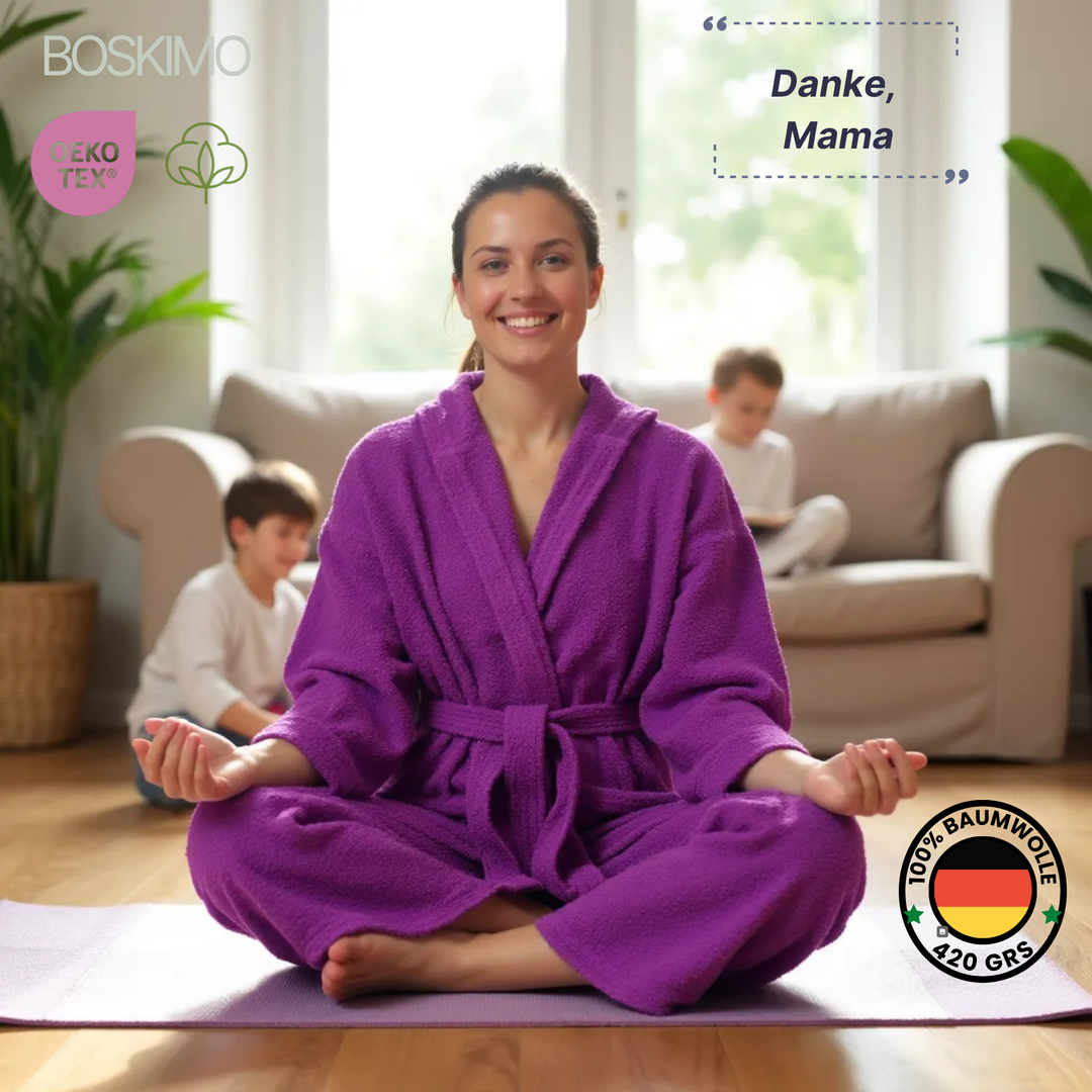 BOSKIMO Albornoz de Baño Unisex 100% Algodón OEKO-TEX – Bata para Hombre y Mujer – Rizo Americano 420 gsm – Suave y muy Absorbente