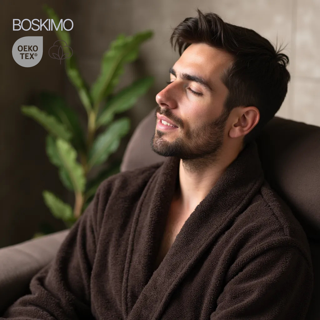 BOSKIMO Albornoz de Baño Unisex 100% Algodón OEKO-TEX – Bata para Hombre y Mujer – Rizo Americano 420 gsm – Suave y muy Absorbente