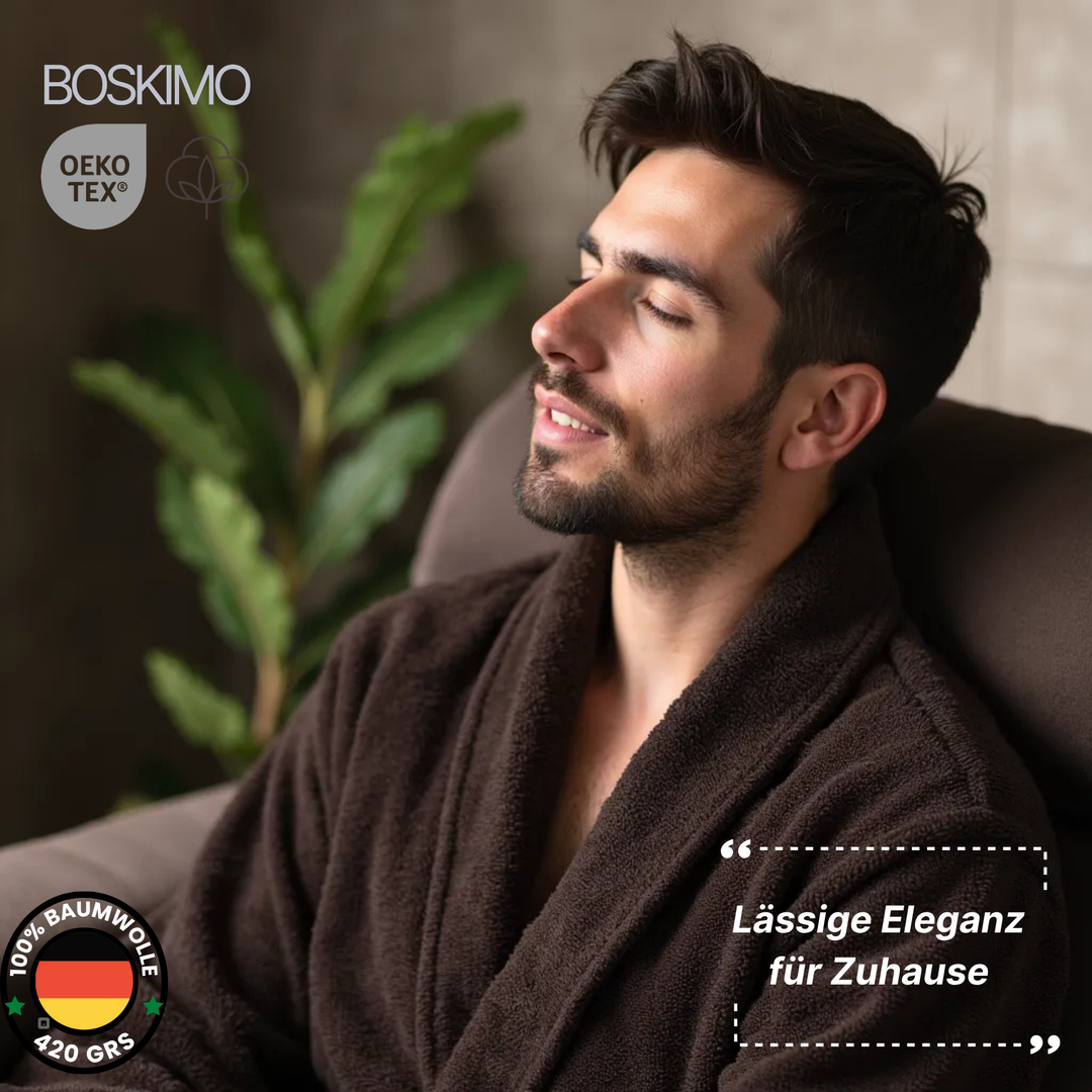 BOSKIMO Albornoz de Baño Unisex 100% Algodón OEKO-TEX – Bata para Hombre y Mujer – Rizo Americano 420 gsm – Suave y muy Absorbente