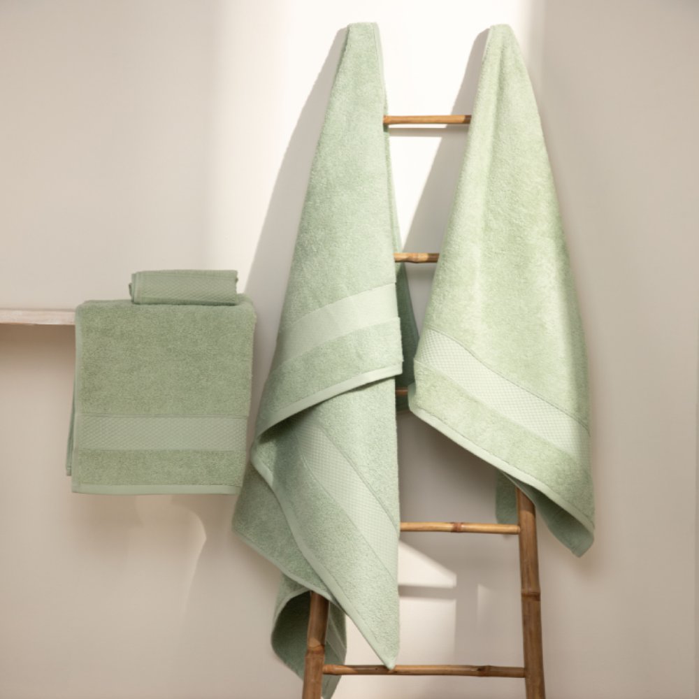 Juego de Toallas de baño - Toalla grande de Ducha, Toalla de Manos y Toalla de lavabo - 100% Algodón - 450 g/m2 Verde