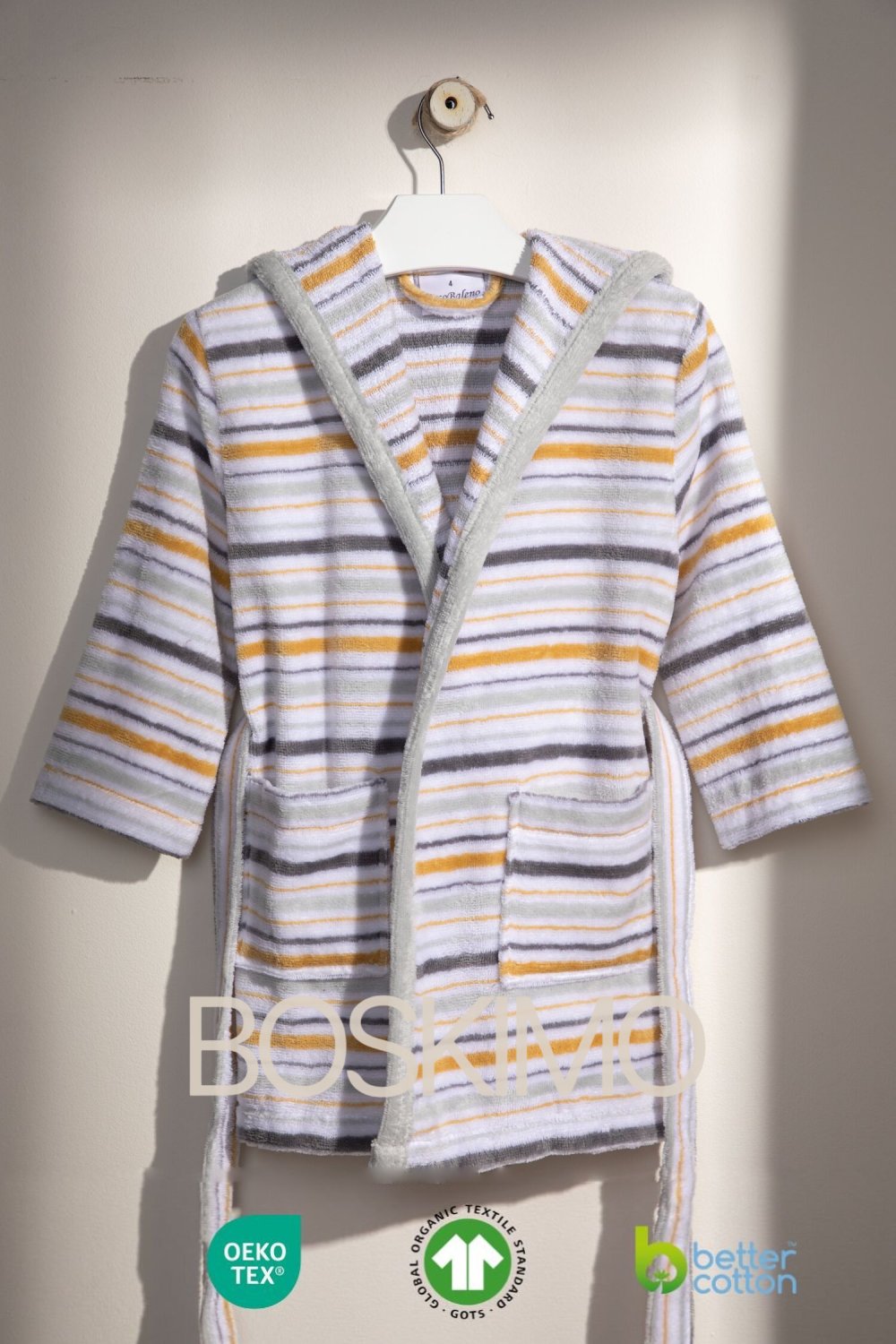 KIDS OWEN - Albornoz Niños adolescentes Algodón: Niño, Infantil - 100% Algodón OEKO-TEX - 2 Bolsillos, Cinturón, Capucha, Albornoces Felpa muy suave con bordados para niños